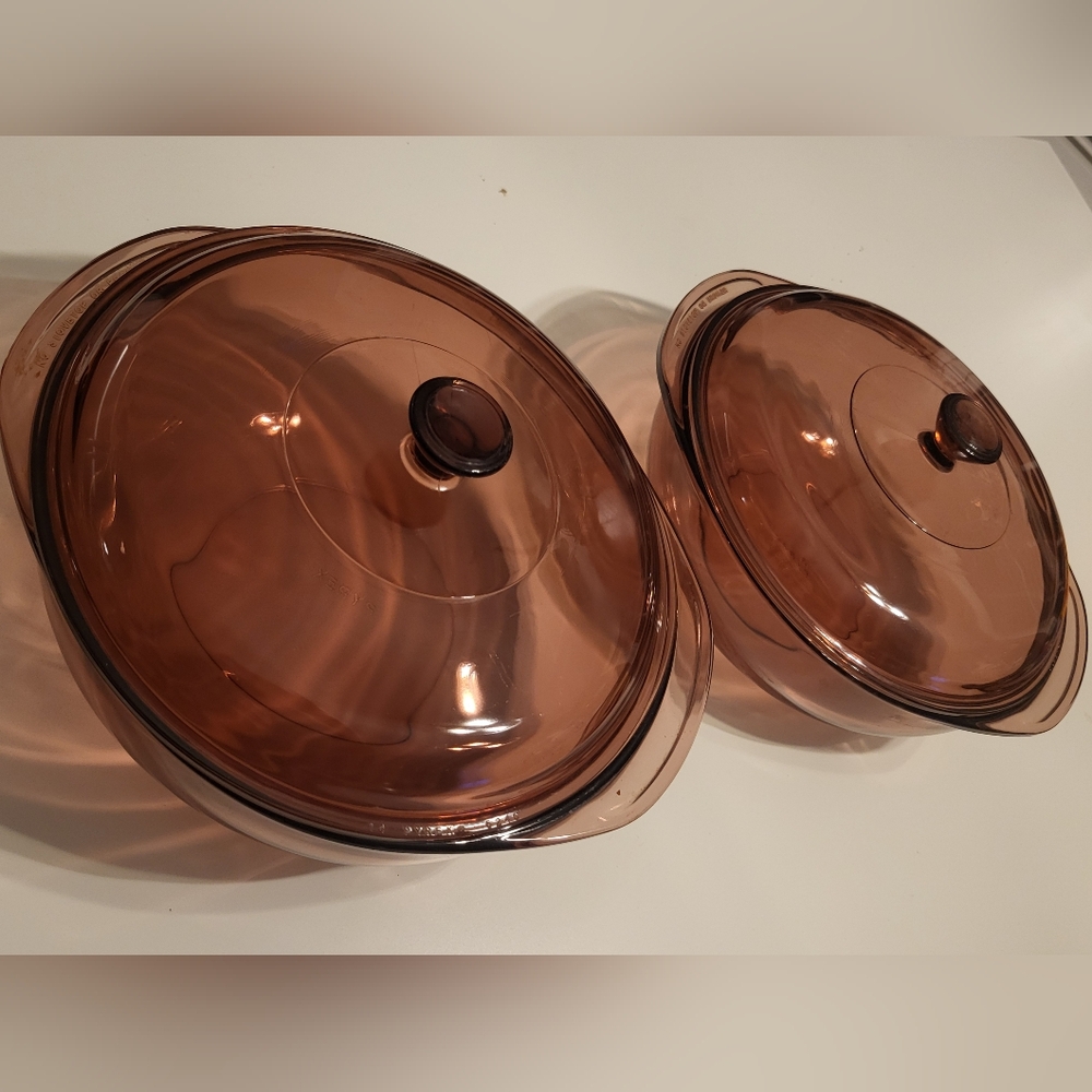 Set of two PYREX Cranberry Casseroles